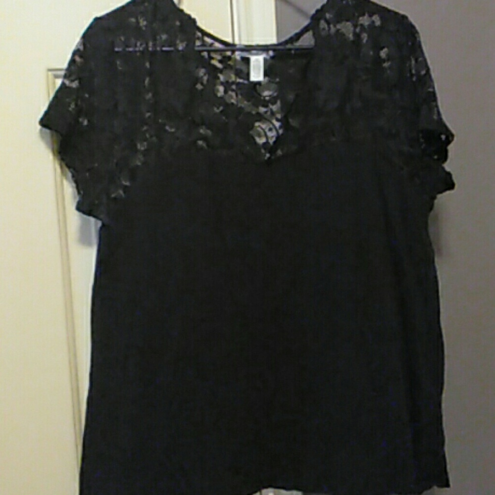 Lacey black cotton t shirt